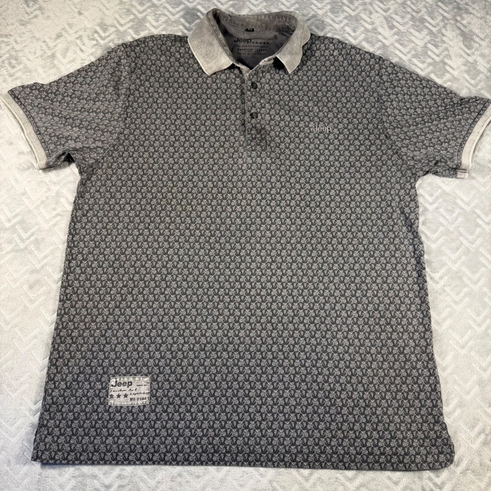 Jeep International‎ Streetwear Polo Shirt - Gray Jacquard Knit - Size 54 (US XL)